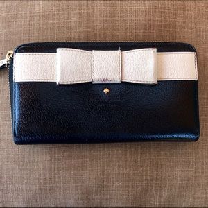 SOLD Kate Spade Continental Black White Bow Wallet